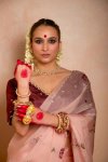 Tew Soft Organza Cut Dana Flower Handwork Saree